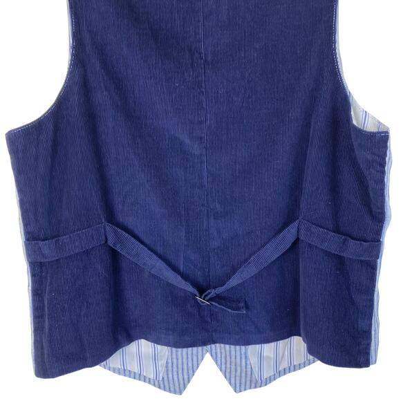 Kroon Mens Sz M New Suit Vest Waistcoat Mixed Media Linen Corduroy Preppy - Picture 5 of 15